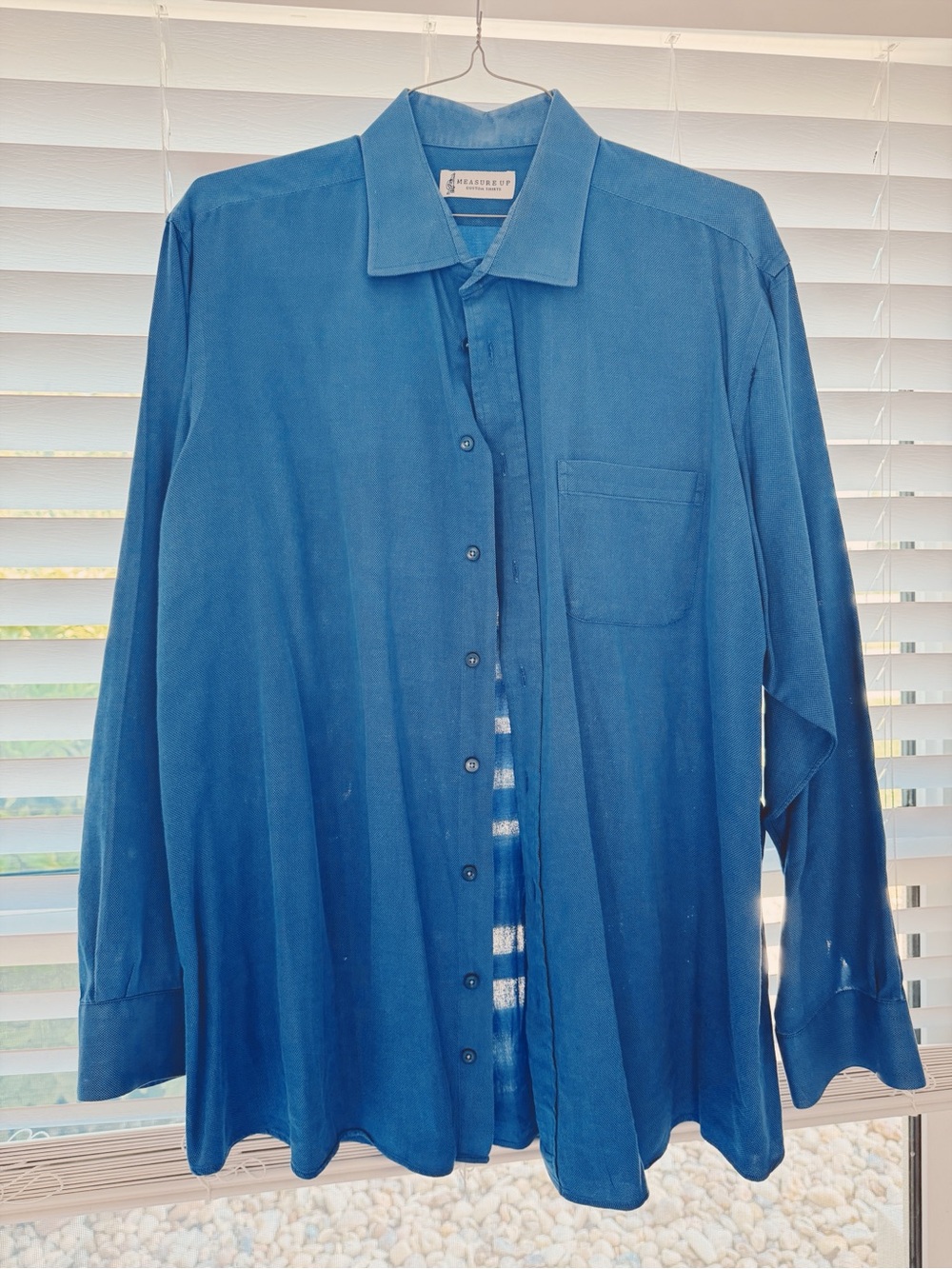 Measure Up, Hand-Crafted Men's Long-Sleeve Blue Button-Down Shirt